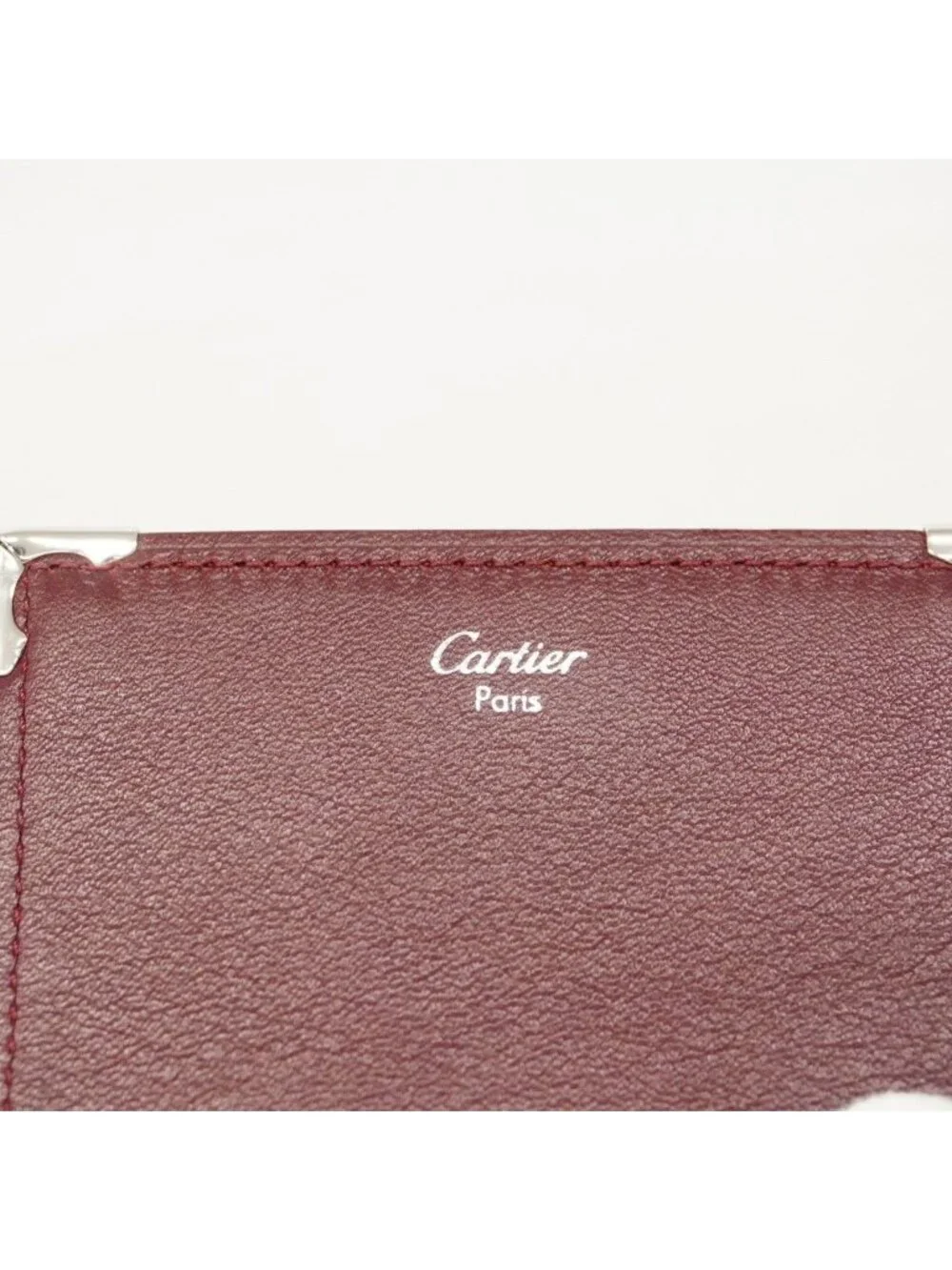 Cartier Trifold Wallet Must Leather Bordeaux Silver